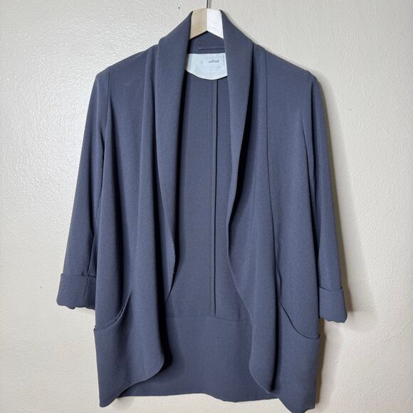 Aritzia Wilfred Blazer Women's 10 Gray Open Front Chevalier Jacket - Picture 1 of 7